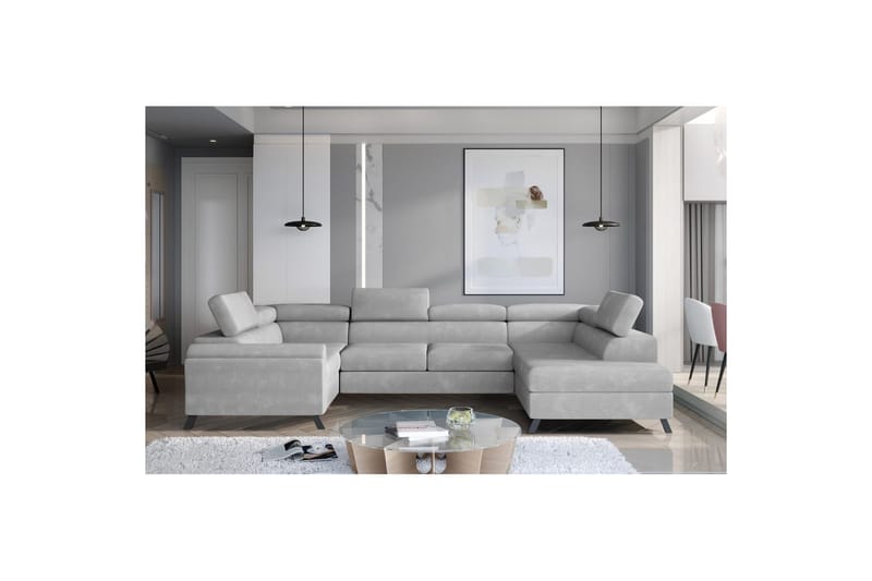 Hörnsoffa Eltap Escada 336x200x92 cm - Paros 05, Ljusgrå, Höger - Möbler - Vardagsrum - Bäddsoffor - Hörnbäddsoffa