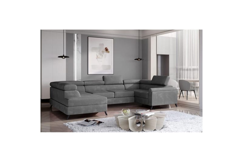 Hörnsoffa Eltap Escada 336x200x92 cm - Paros 06, Grå, Vänster - Möbler - Vardagsrum - Bäddsoffor - Hörnbäddsoffa