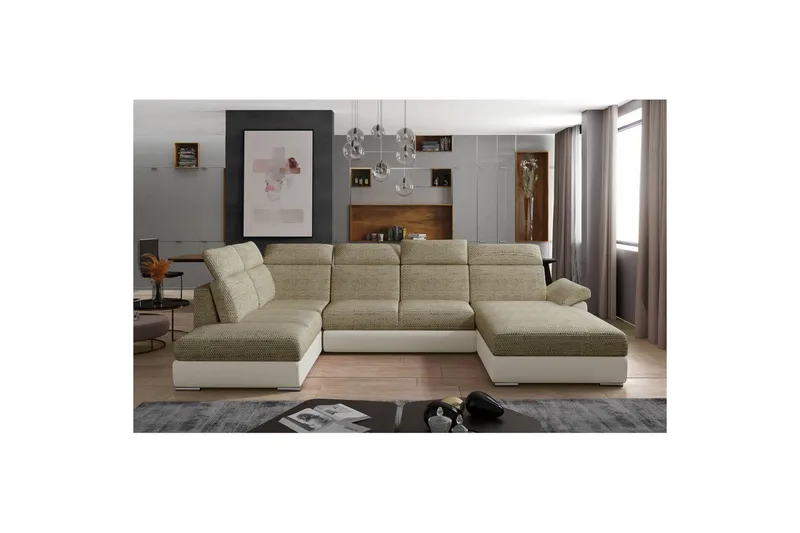 Hörnsoffa Eltap Evanell 336x211x102 cm - Berlin 03, Mjuk 33, Beige, Höger - Möbler - Vardagsrum - Bäddsoffor - U bäddsoffa