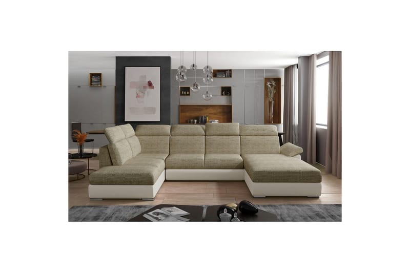 Hörnsoffa Eltap Evanell 336x211x102 cm - Berlin 03, Mjuk 33, Beige, Höger - Möbler - Vardagsrum - Bäddsoffor - U bäddsoffa