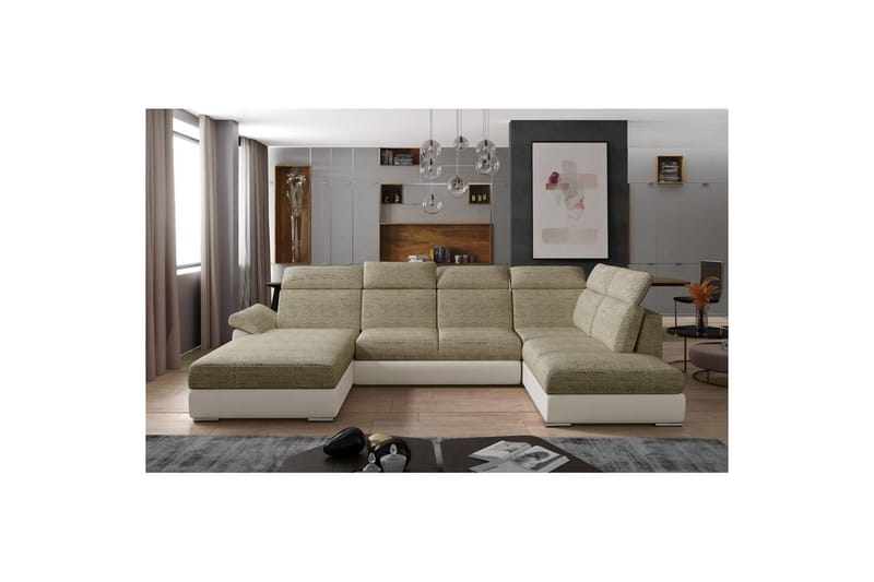 Hörnsoffa Eltap Evanell 336x211x102 cm - Berlin 03, Mjuk 33, Beige, Vänster - Möbler - Vardagsrum - Bäddsoffor - U bäddsoffa