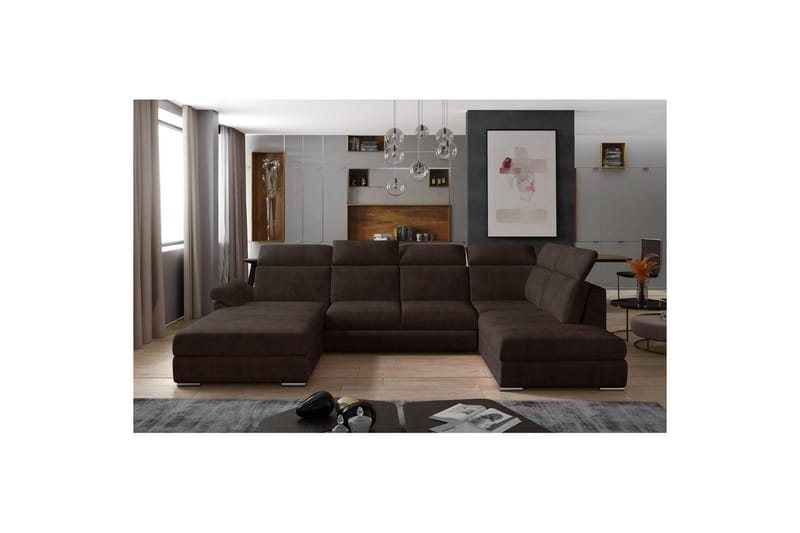 Hörnsoffa Eltap Evanell 336x211x102 cm - Dora 28, Mörkbrun, Vänster - Möbler - Vardagsrum - Bäddsoffor - U bäddsoffa