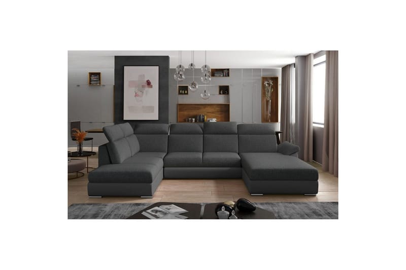Hörnsoffa Eltap Evanell 336x211x102 cm - Inari 96, Soft 29, Mörkgrå, Grå, Höger - Möbler - Vardagsrum - Bäddsoffor - U bäddsoffa