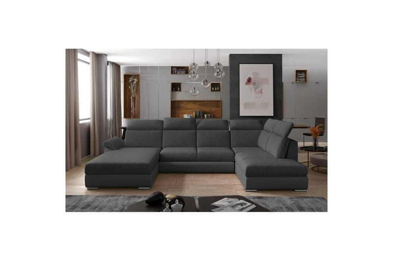 Hörnsoffa Eltap Evanell 336x211x102 cm - Inari 96, Soft 29, Mörkgrå, Grå, Vänster - Möbler - Vardagsrum - Bäddsoffor - U bäddsoffa
