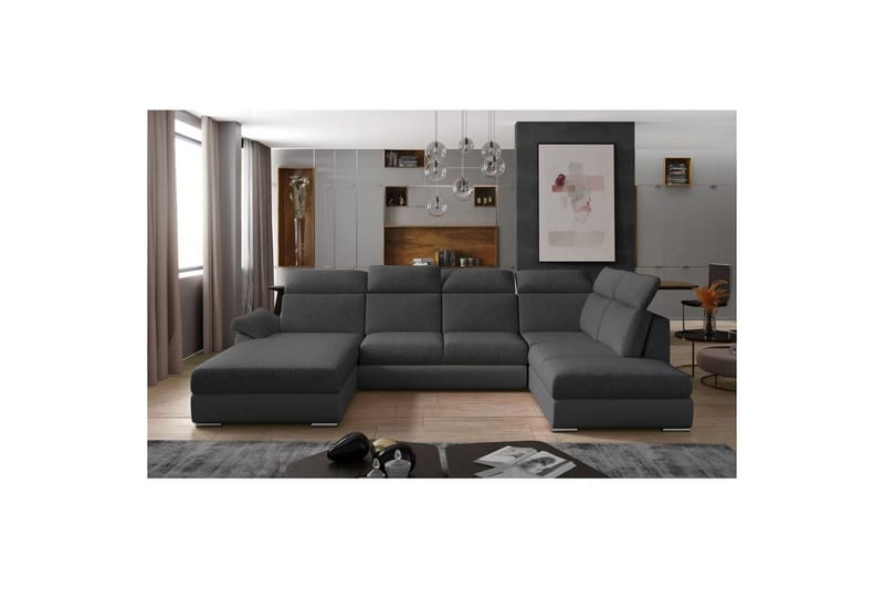 Hörnsoffa Eltap Evanell 336x211x102 cm - Inari 96, Soft 29, Mörkgrå, Grå, Vänster - Möbler - Vardagsrum - Bäddsoffor - U bäddsoffa