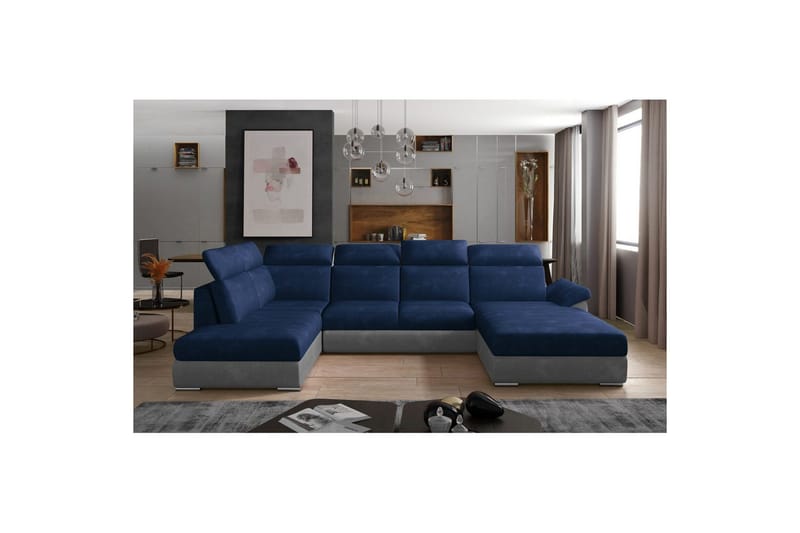 Hörnsoffa Eltap Evanell 336x211x102 cm, Kronos 09, Paros 05, Mörkblå, Ljusgrå, Höger