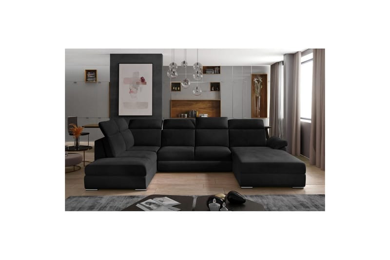 Hörnsoffa Eltap Evanell 336x211x102 cm - Mat Sammet 99, Blå, Höger - Möbler - Vardagsrum - Bäddsoffor - U bäddsoffa