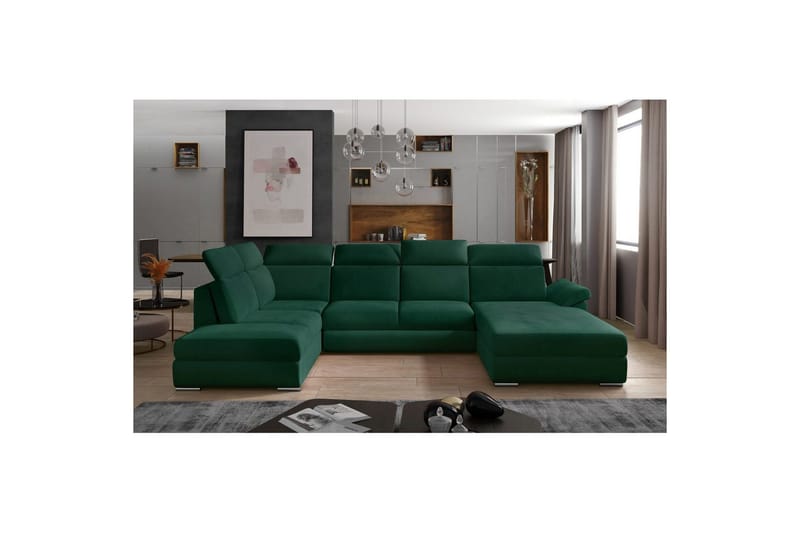 Hörnsoffa Eltap Evanell 336x211x102 cm - Monolith 37, Grön, Höger - Möbler - Vardagsrum - Bäddsoffor - U bäddsoffa