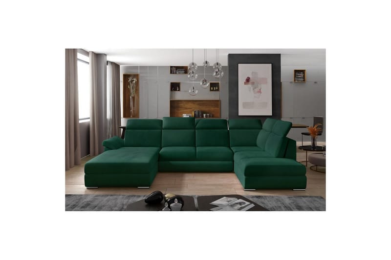 Hörnsoffa Eltap Evanell 336x211x102 cm - Monolith 37, Grön, Vänster - Möbler - Vardagsrum - Bäddsoffor - U bäddsoffa