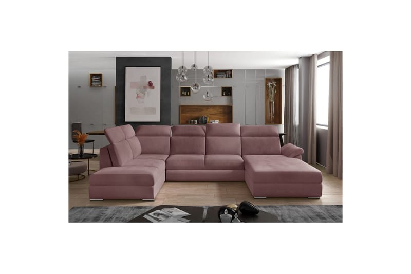 Hörnsoffa Eltap Evanell 336x211x102 cm - Monolith 63, Rosa, Höger - Möbler - Vardagsrum - Bäddsoffor - U bäddsoffa
