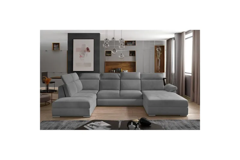 Hörnsoffa Eltap Evanell 336x211x102 cm - Monolith 84, Ljusgrå, Höger - Möbler - Vardagsrum - Bäddsoffor - U bäddsoffa