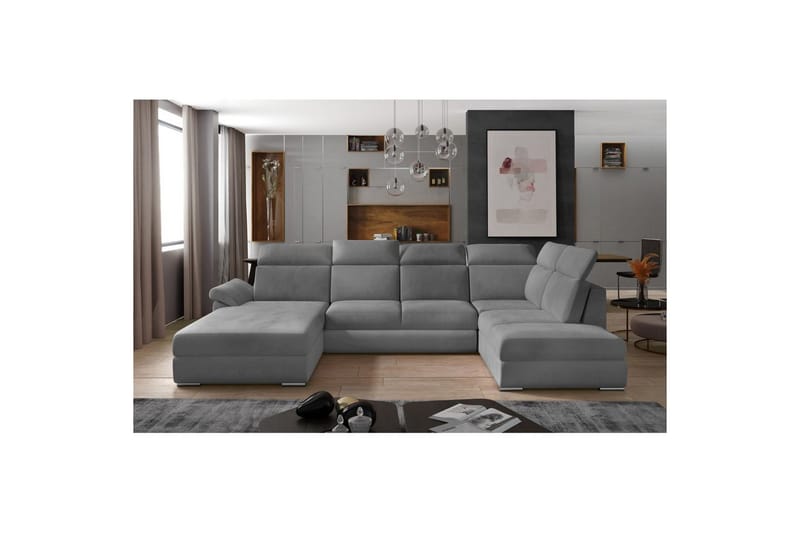 Hörnsoffa Eltap Evanell 336x211x102 cm - Monolith 84, Ljusgrå, Vänster - Möbler - Vardagsrum - Bäddsoffor - U bäddsoffa