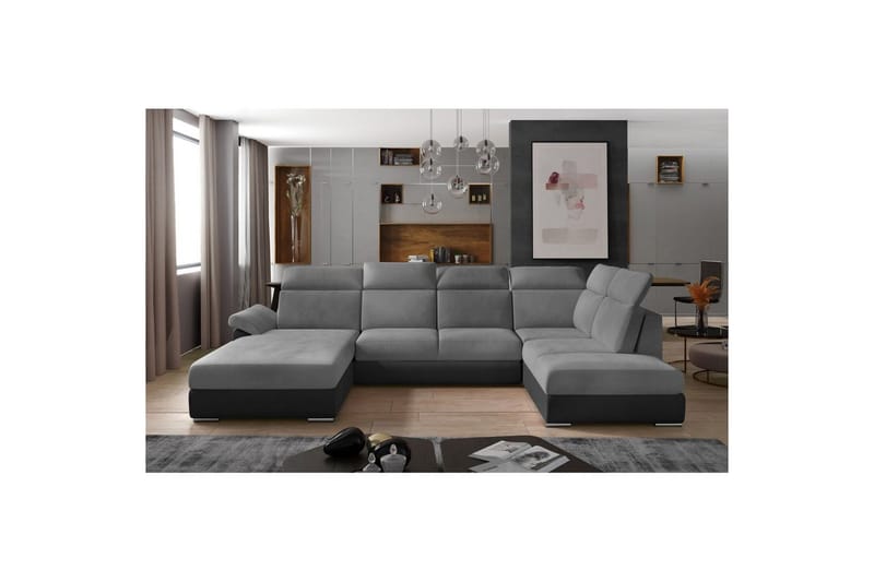 Hörnsoffa Eltap Evanell 336x211x102 cm - Monolith 84, Monolith 97, Ljusgrå, Mörkgrå, Vänster - Möbler - Vardagsrum - Bäddsoffor - U bäddsoffa