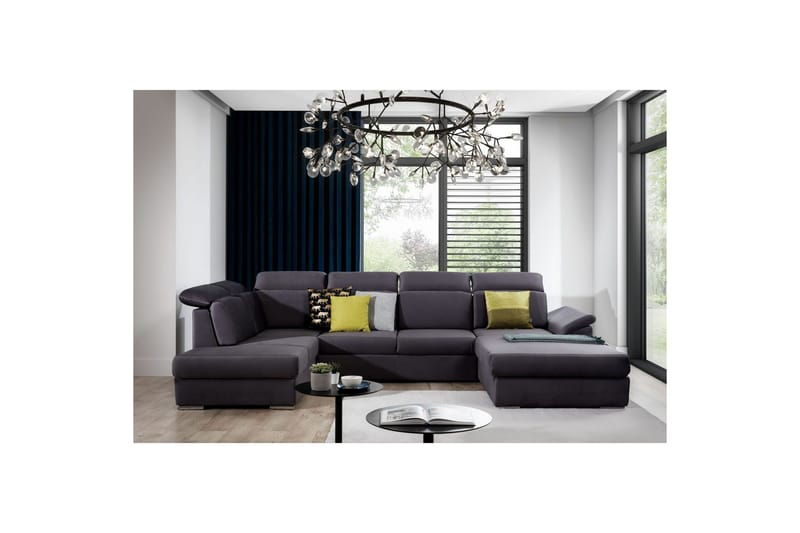 Hörnsoffa Eltap Evanell 336x211x102 cm - Monolith 97, Mörkgrå, Höger - Möbler - Vardagsrum - Bäddsoffor - U bäddsoffa