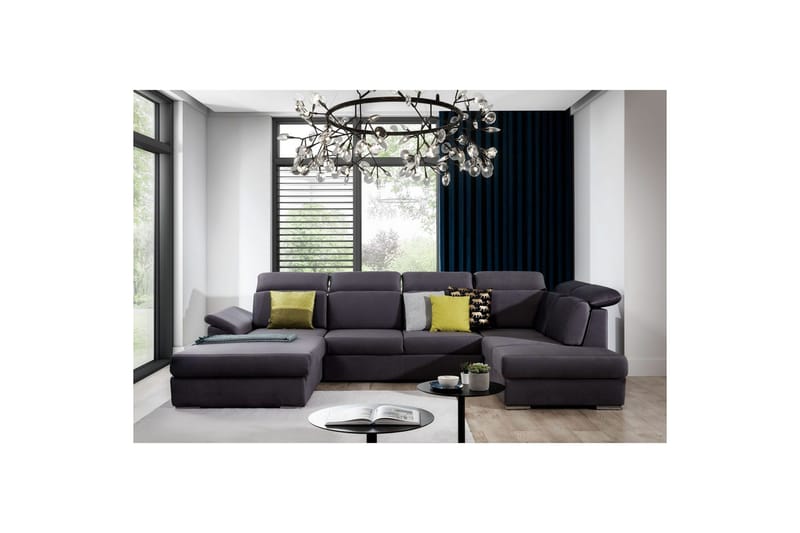 Hörnsoffa Eltap Evanell 336x211x102 cm - Monolith 97, Mörkgrå, Vänster - Möbler - Vardagsrum - Bäddsoffor - U bäddsoffa