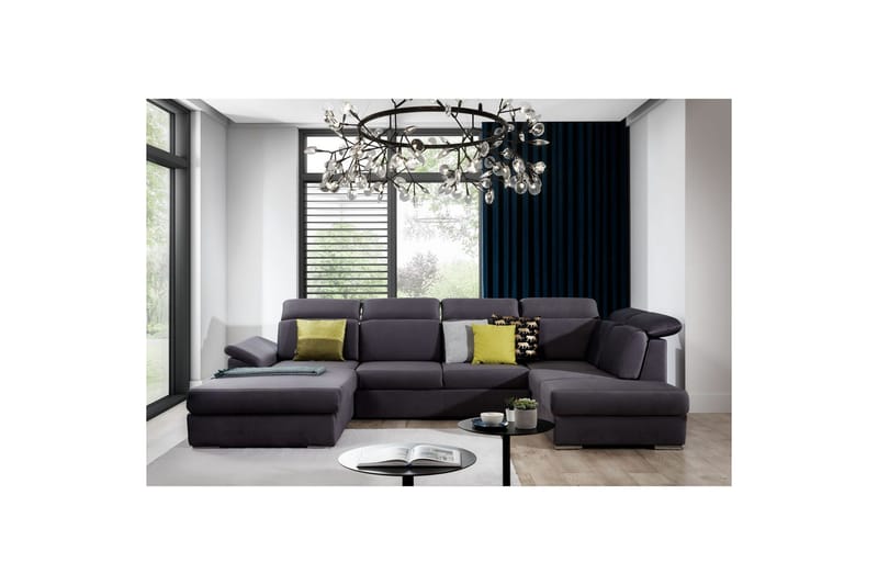 Hörnsoffa Eltap Evanell 336x211x102 cm - Monolith 97, Mörkgrå, Vänster - Möbler - Vardagsrum - Bäddsoffor - U bäddsoffa