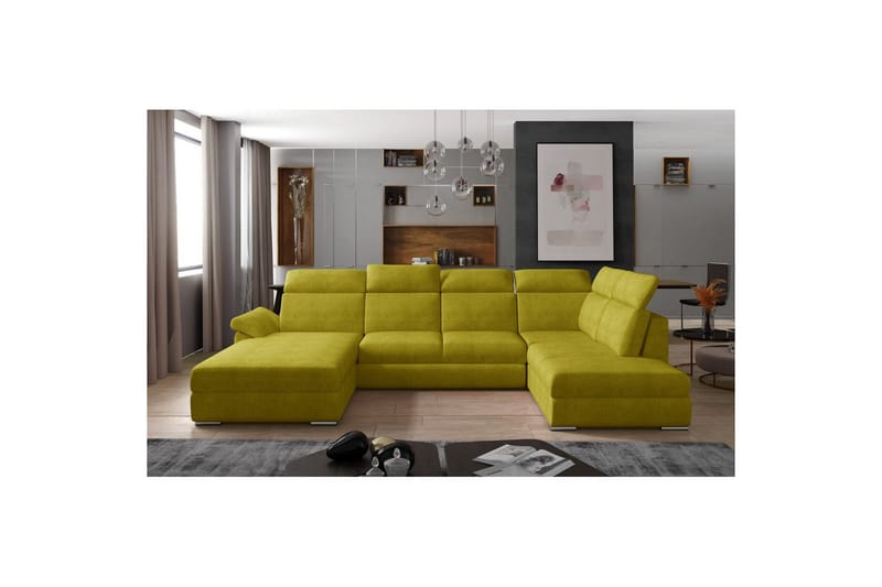 Hörnsoffa Eltap Evanell 336x211x102 cm - Omega 68, Gul, Vänster - Möbler - Vardagsrum - Bäddsoffor - U bäddsoffa