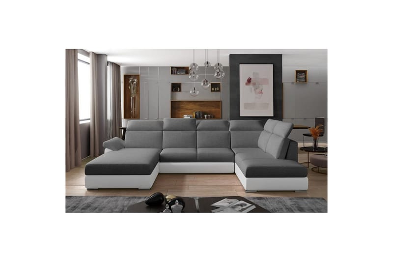 Hörnsoffa Eltap Evanell 336x211x102 cm - Sawana 05, Soft 17, Grå, Vit, Vänster - Möbler - Vardagsrum - Bäddsoffor - U bäddsoffa