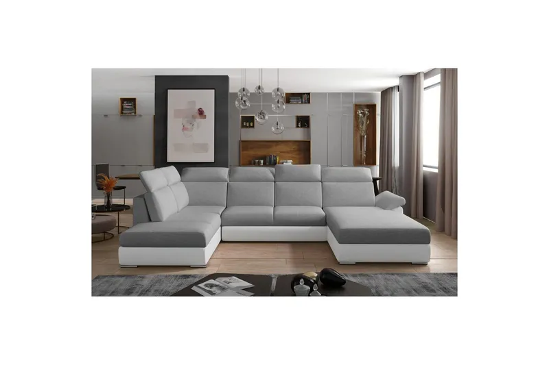 Hörnsoffa Eltap Evanell 336x211x102 cm - Sawana 21, Soft 17, Grå, Vit, Höger - Möbler - Vardagsrum - Bäddsoffor - U bäddsoffa