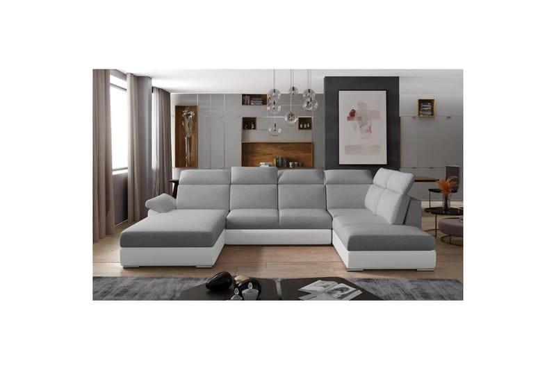 Hörnsoffa Eltap Evanell 336x211x102 cm - Sawana 21, Soft 17, Grå, Vit, Vänster - Möbler - Vardagsrum - Bäddsoffor - U bäddsoffa