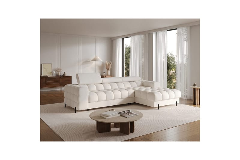 Hörnsoffa Eltap Felro 285x181x93 cm - Amore 01, Vit, Höger - Möbler - Vardagsrum - Bäddsoffor