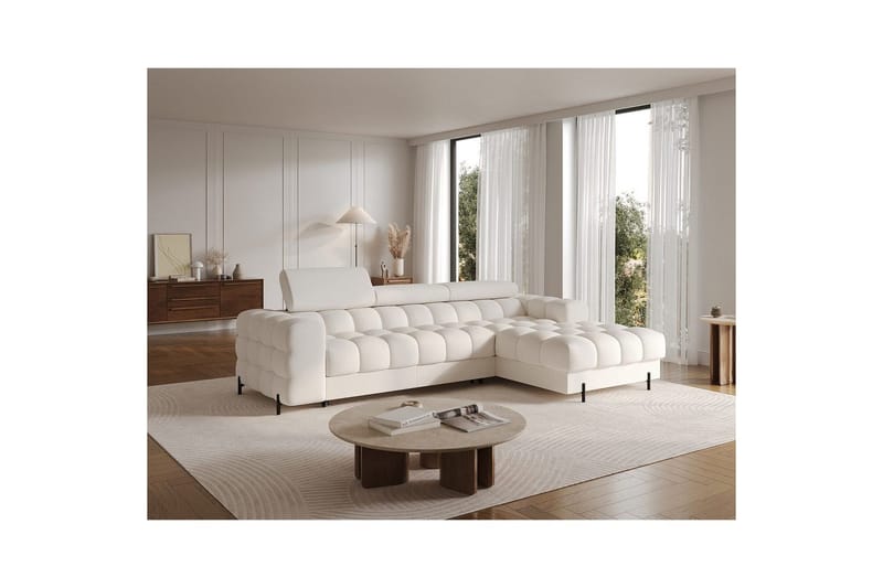 Hörnsoffa Eltap Felro 285x181x93 cm - Amore 01, Vit, Höger - Möbler - Vardagsrum - Bäddsoffor