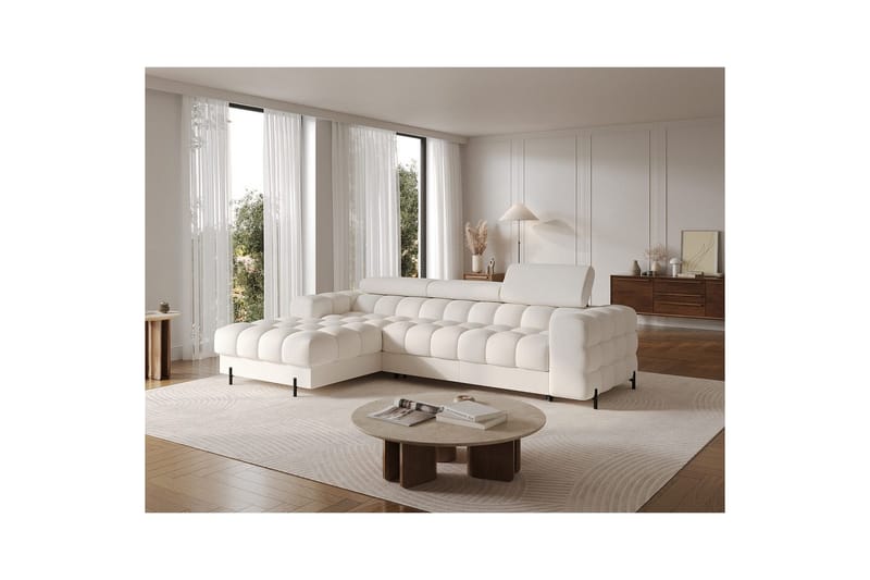Hörnsoffa Eltap Felro 285x181x93 cm - Amore 01, Vit, Vänster - Möbler - Vardagsrum - Bäddsoffor