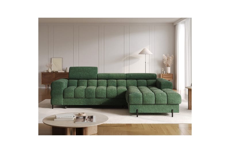 Hörnsoffa Eltap Felro 285x181x93 cm - Amore 35, Grön, Höger - Möbler - Vardagsrum - Bäddsoffor
