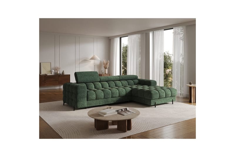 Hörnsoffa Eltap Felro 285x181x93 cm - Amore 35, Grön, Höger - Möbler - Vardagsrum - Bäddsoffor
