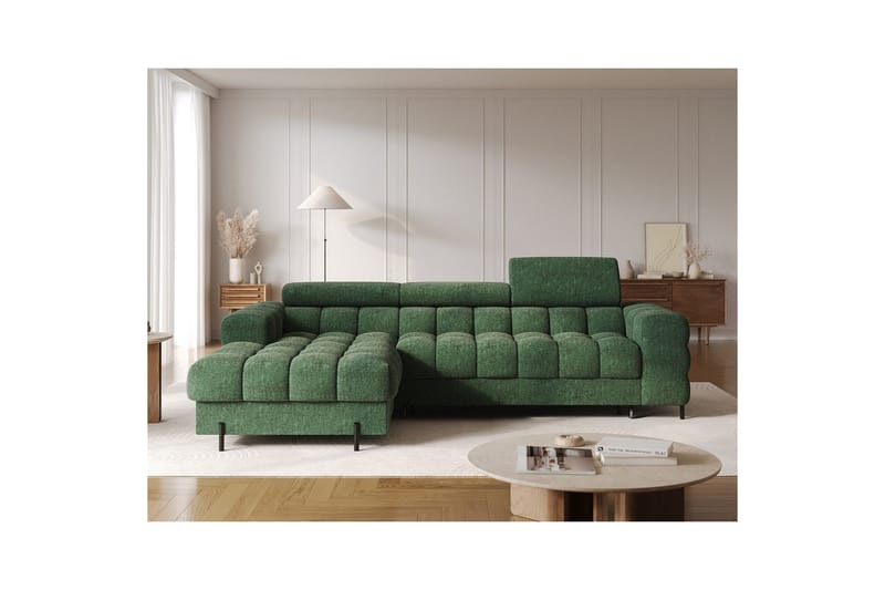 Hörnsoffa Eltap Felro 285x181x93 cm - Amore 35, Grön, Vänster - Möbler - Vardagsrum - Bäddsoffor