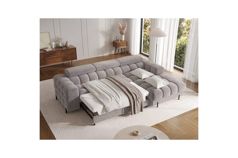 Hörnsoffa Eltap Felro 285x181x93 cm - Aura 04, Grå, Höger - Möbler - Vardagsrum - Bäddsoffor