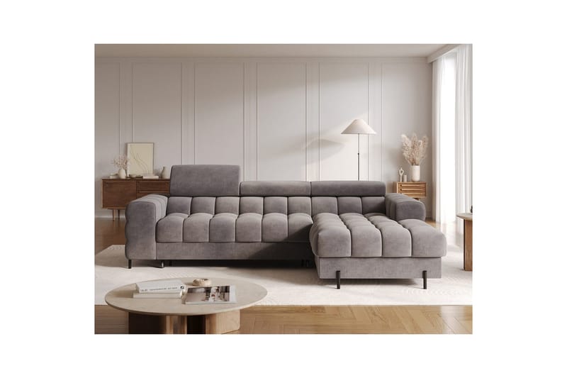 Hörnsoffa Eltap Felro 285x181x93 cm - Aura 04, Grå, Höger - Möbler - Vardagsrum - Bäddsoffor