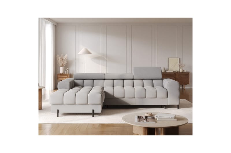 Hörnsoffa Eltap Felro 285x181x93 cm - Aura 04, Grå, Vänster - Möbler - Vardagsrum - Bäddsoffor
