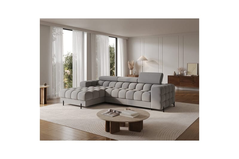 Hörnsoffa Eltap Felro 285x181x93 cm - Aura 04, Grå, Vänster - Möbler - Vardagsrum - Bäddsoffor