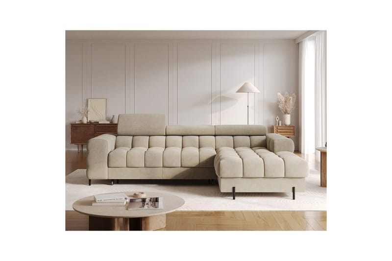 Hörnsoffa Eltap Felro 285x181x93 cm - Aura 18, Beige, Höger - Möbler - Vardagsrum - Bäddsoffor