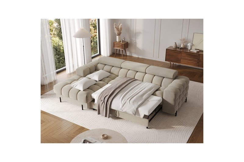 Hörnsoffa Eltap Felro 285x181x93 cm - Aura 18, Beige, Vänster - Möbler - Vardagsrum - Bäddsoffor