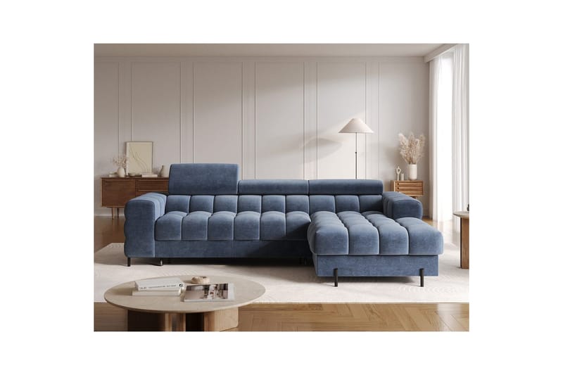 Hörnsoffa Eltap Felro 285x181x93 cm - Aura 40, Blå, Höger - Möbler - Vardagsrum - Bäddsoffor
