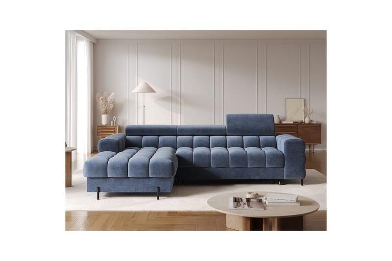 Hörnsoffa Eltap Felro 285x181x93 cm - Aura 40, Blå, Vänster - Möbler - Vardagsrum - Bäddsoffor