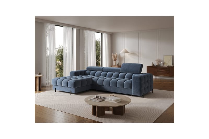 Hörnsoffa Eltap Felro 285x181x93 cm - Aura 40, Blå, Vänster - Möbler - Vardagsrum - Bäddsoffor