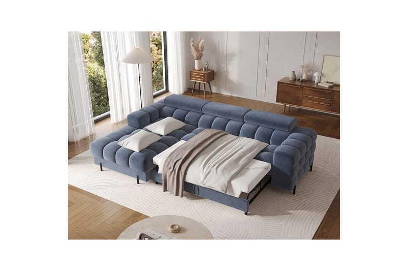 Hörnsoffa Eltap Felro 285x181x93 cm - Aura 40, Blå, Vänster - Möbler - Vardagsrum - Bäddsoffor