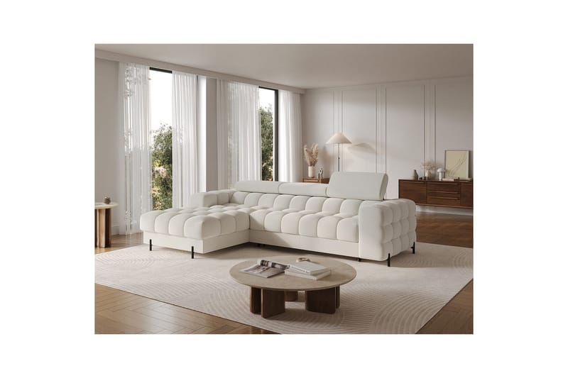 Hörnsoffa Eltap Felro 285x181x93 cm - Royal 01, Vit, Vänster - Möbler - Vardagsrum - Bäddsoffor