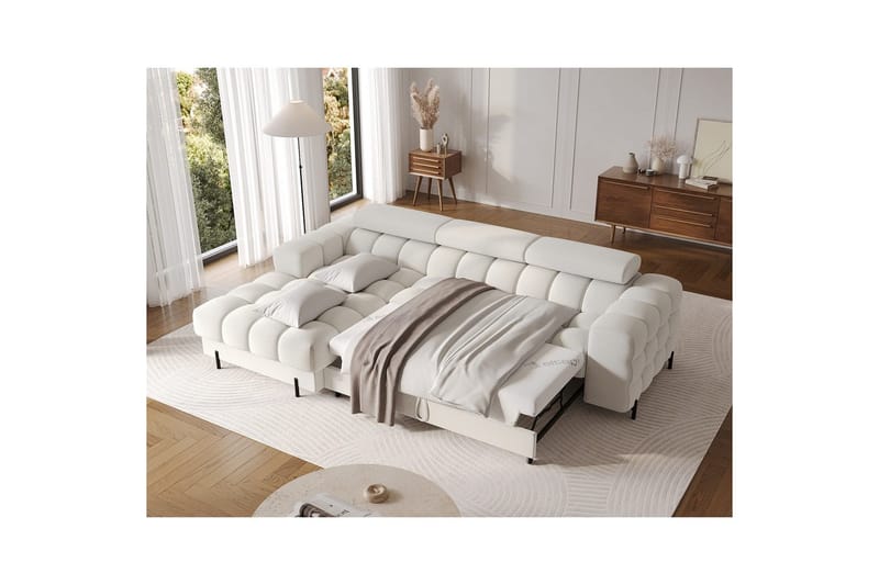 Hörnsoffa Eltap Felro 285x181x93 cm - Royal 01, Vit, Vänster - Möbler - Vardagsrum - Bäddsoffor