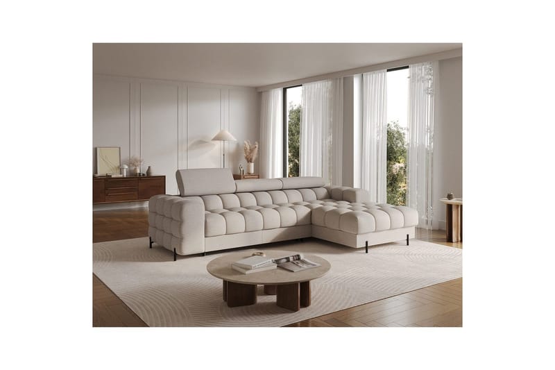 Hörnsoffa Eltap Felro 285x181x93 cm - Royal 18, Beige, Höger - Möbler - Vardagsrum - Bäddsoffor