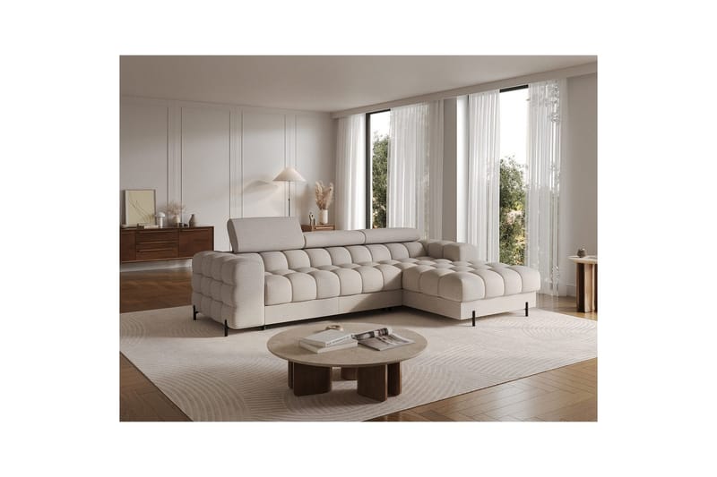 Hörnsoffa Eltap Felro 285x181x93 cm - Royal 18, Beige, Höger - Möbler - Vardagsrum - Bäddsoffor