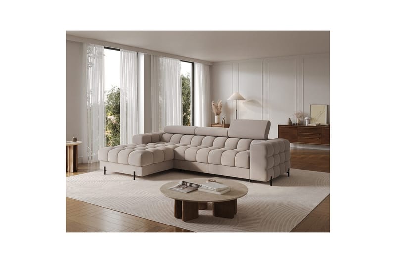 Hörnsoffa Eltap Felro 285x181x93 cm - Royal 18, Beige, Vänster - Möbler - Vardagsrum - Bäddsoffor
