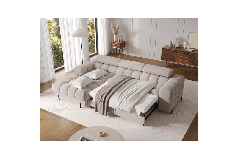 Hörnsoffa Eltap Felro 285x181x93 cm - Royal 18, Beige, Vänster - Möbler - Vardagsrum - Bäddsoffor