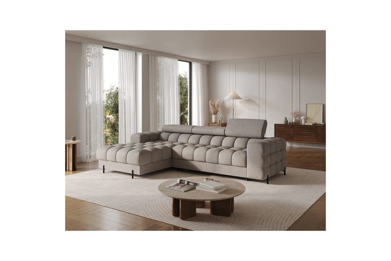 Hörnsoffa Eltap Felro 285x181x93 cm - Royal 20, Beige, Vänster - Möbler - Vardagsrum - Bäddsoffor
