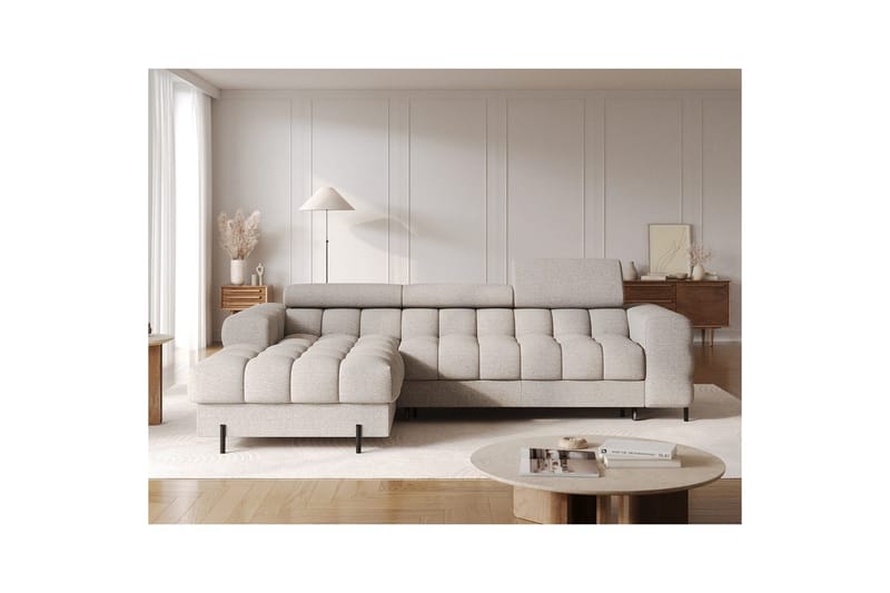 Hörnsoffa Eltap Felro 285x181x93 cm - Royal 20, Beige, Vänster - Möbler - Vardagsrum - Bäddsoffor