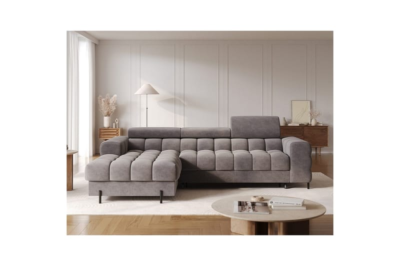 Hörnsoffa Eltap Felro 285x181x93 cm - Sola 04, Grå, Vänster - Möbler - Vardagsrum - Bäddsoffor