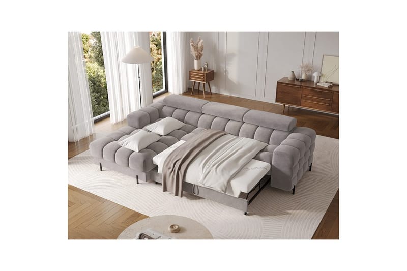 Hörnsoffa Eltap Felro 285x181x93 cm - Sola 04, Grå, Vänster - Möbler - Vardagsrum - Bäddsoffor